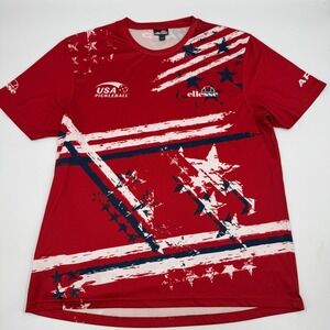 Ellesse USA Pickleball Atlantic Cup Jersey Mens‎ XL Red Stars Stripes APP Shirt